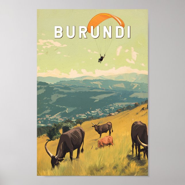 Burundi Illustration Travel Art Vintage Poster (Front)