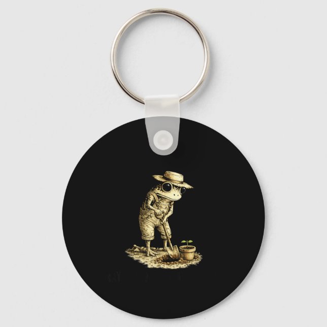 Bury Things Maybe Plants Maybe People Funny Frog Keychain (Front)