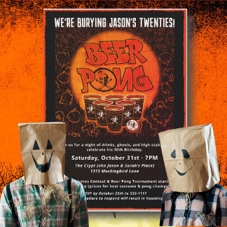 Burying My 20s Halloween Beer Pong & Costume Party Invitation