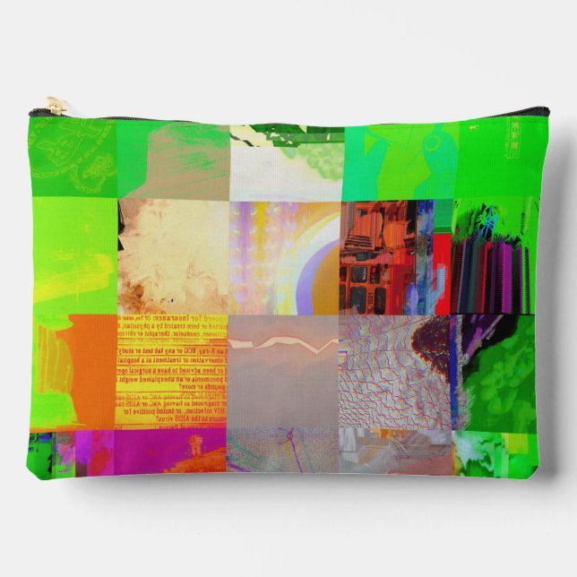 Bus 1521 Abstract Glitch Art Cyberpunk Grid  Accessory Pouch (Front)