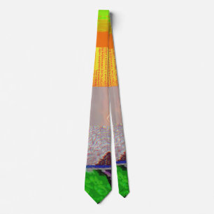 Bus 1521 Abstract Glitch Art Cyberpunk Grid  Tie