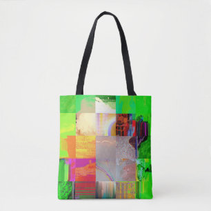 Bus 1521 Abstract Glitch Art Cyberpunk Grid Tote Bag
