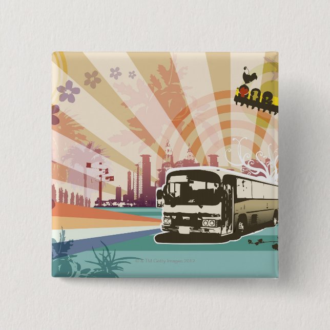 Bus 2 Inch Square Button (Front)
