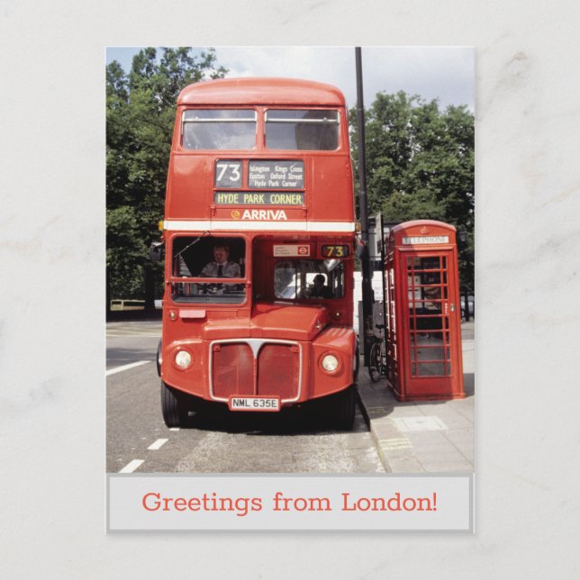 Bus and Telephone Box London 1998 Postcard (Front)