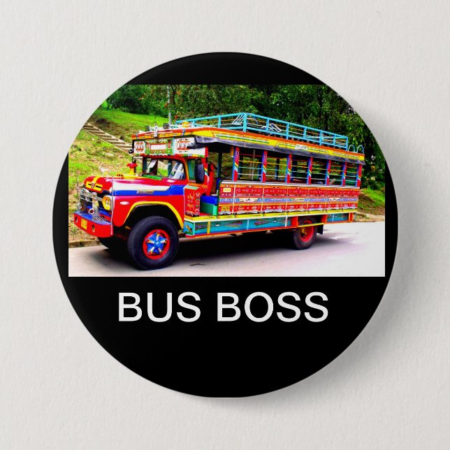 BUS BOSS 3 INCH ROUND BUTTON (Front)