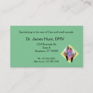 Bus. Card - Veterinarian - Cats in rainbow diamond