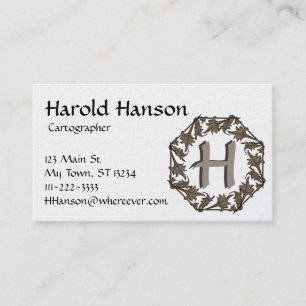 Bus. Carte - Cercle de Feuilles avec Monogramme