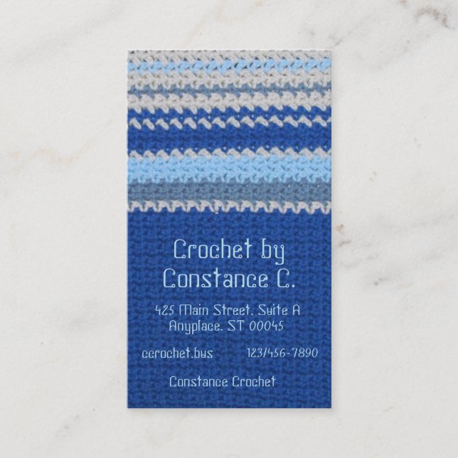 Bus. Carte - Crochet en bande bleue et blanche (Devant)