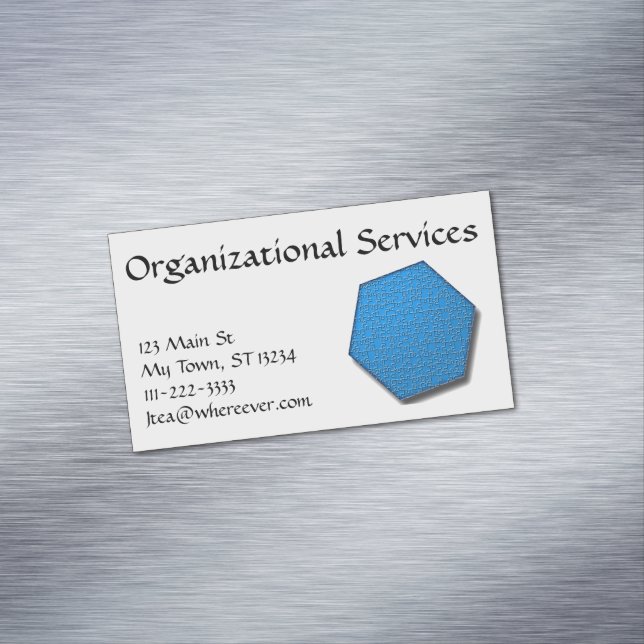 Bus. Carte (mag) - Hexagon Jig-Saw Puzzle/bleu (In Situ)