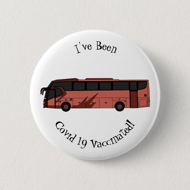 Bus cartoon illustration 2 inch round button (Front)
