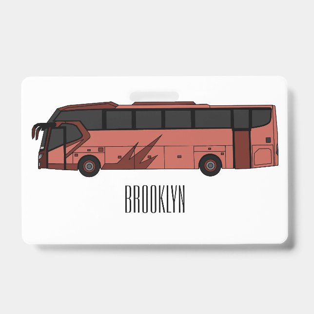 Bus cartoon illustration badge (Front)