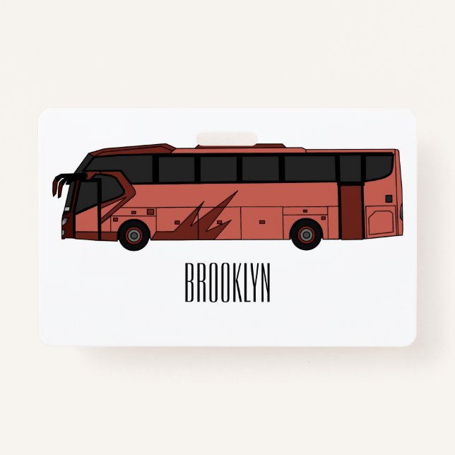 Bus cartoon illustration badge (Front)