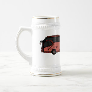 Bus cartoon illustration beer stein