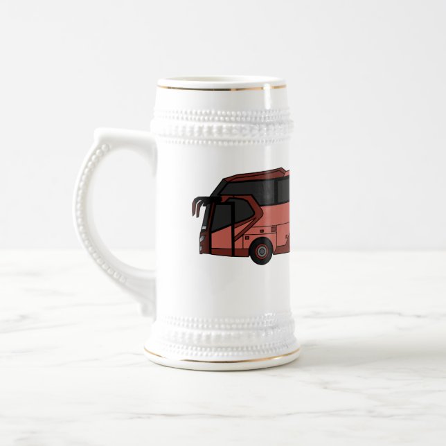 Bus cartoon illustration beer stein (Left)