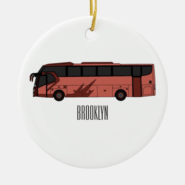 Bus cartoon illustration ceramic ornament (Front)