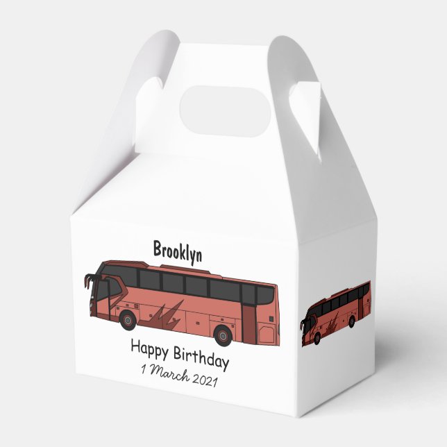 Bus cartoon illustration favor box (Front Side)
