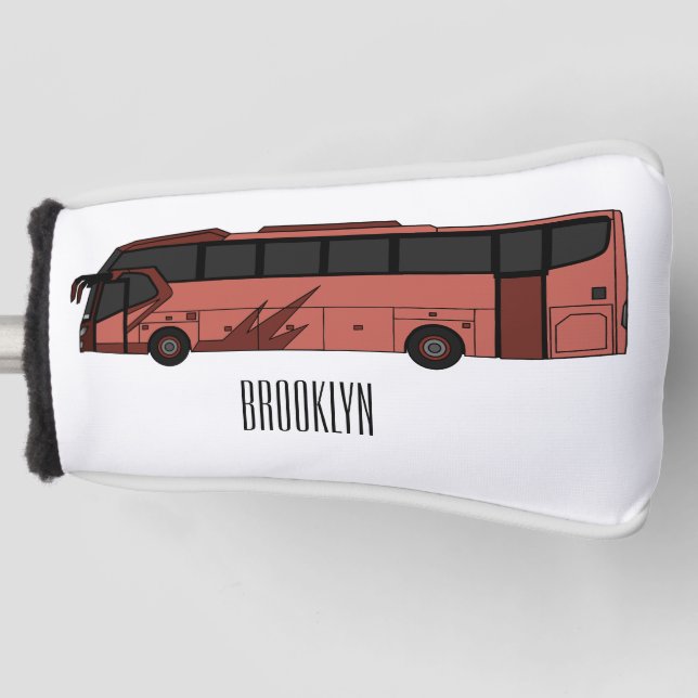 Bus cartoon illustration golf head cover (Front)