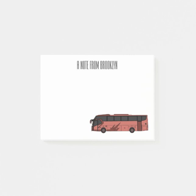 Bus cartoon illustration post-it notes (Front)