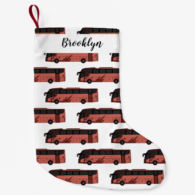 Bus cartoon illustration small christmas stocking (Front)