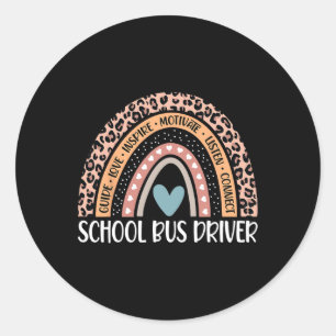 Bus Driver 100th Day Of School Bus Driver Rainbow Classic Round Sticker