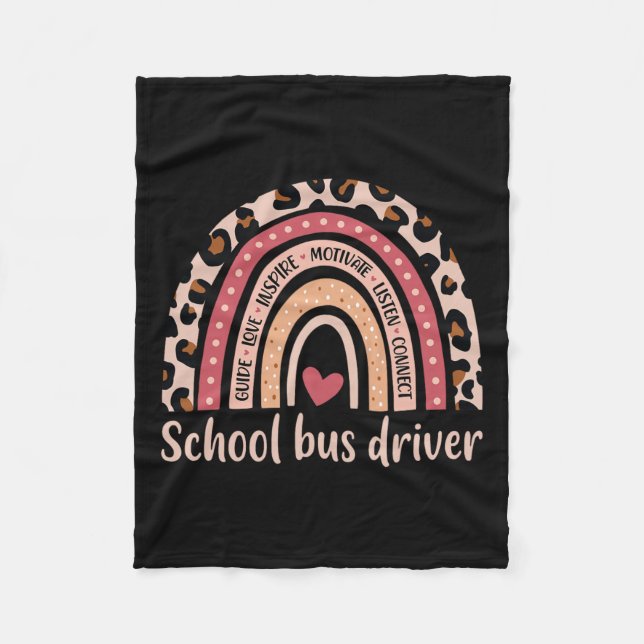 Bus Driver 100th Day Of School Bus Driver Rainbow  Fleece Blanket (Front)
