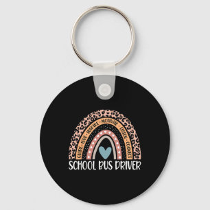 Bus Driver 100th Day Of School Bus Driver Rainbow  Keychain