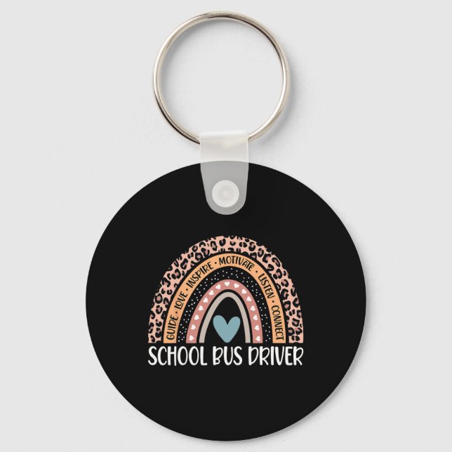 Bus Driver 100th Day Of School Bus Driver Rainbow  Keychain (Front)