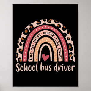 Bus Driver 100th Day Of School Bus Driver Rainbow  Poster