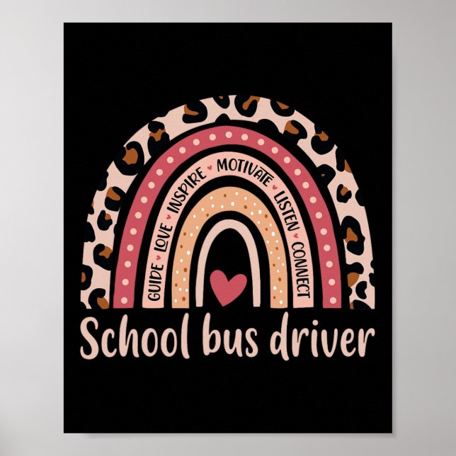 Bus Driver 100th Day Of School Bus Driver Rainbow  Poster (Front)