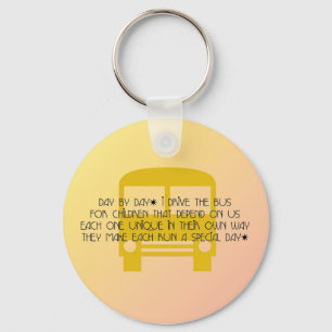 Bus Driver Day By Day Yellow Bus Keychain