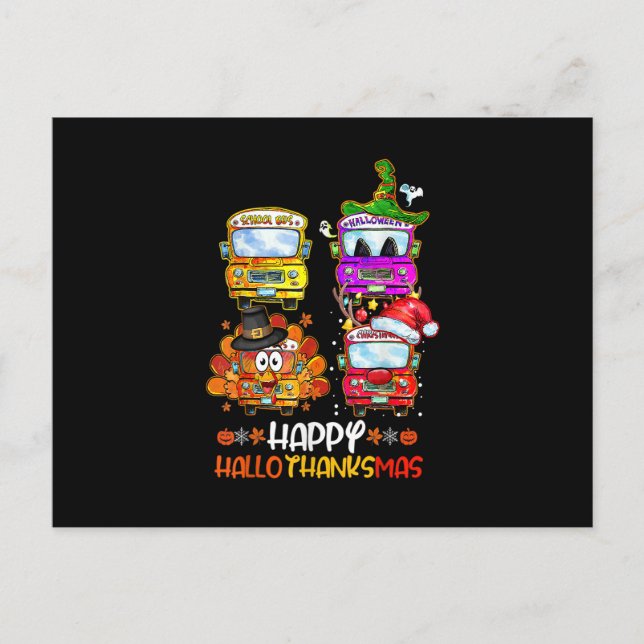 Bus Driver Happy HalloThanksMas Thanksgiving Chris Postcard (Front)