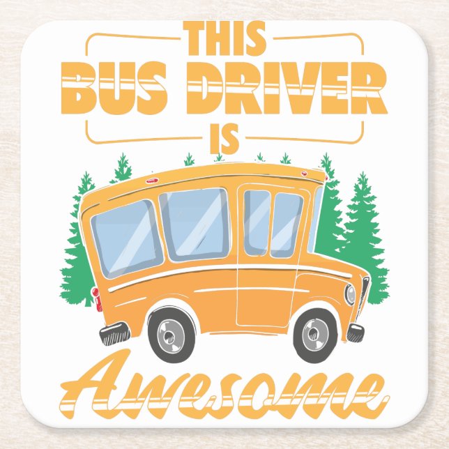 Bus driver occupation | School bus coach gift Square Paper Coaster (Front)