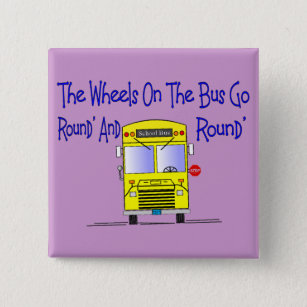 Bus Driver "The Wheels on the Bus" 2 Inch Square Button