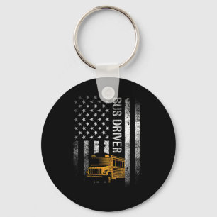 Bus Driver Usa American Flag Funny Bus Driver Gift Keychain