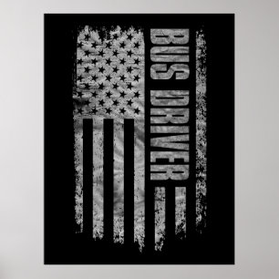 Bus Driver USA Flag Distressed design Poster