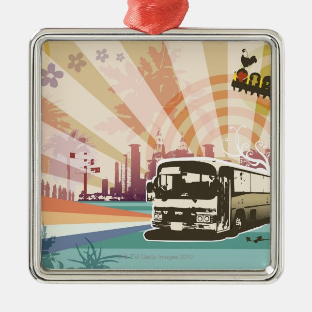 Bus Metal Ornament (Front)