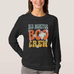 Bus Monitor Boo Crew Ghost Retro Groovy Halloween  T-Shirt