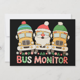 Bus Monitor Santa Hat Snow Xmas Lights Christmas Holiday Card