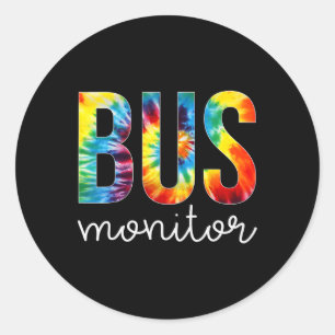 Bus Monitor Tie Dye Appreciation Day Hello Back To Classic Round Sticker