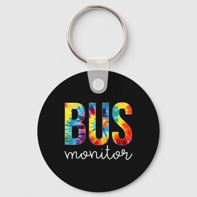 Bus Monitor Tie Dye Appreciation Day Hello Back To Keychain (Front)