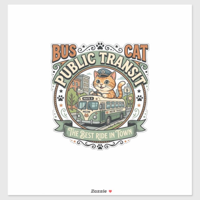 Bus Public Transit Cat Bus Public Transit Cat Vint (Sheet)