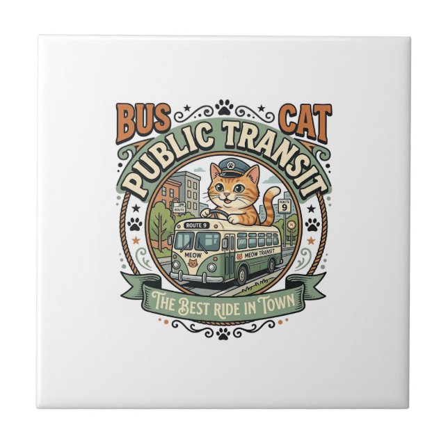 Bus Public Transit Cat Bus Public Transit Cat Vint Tile (Front)