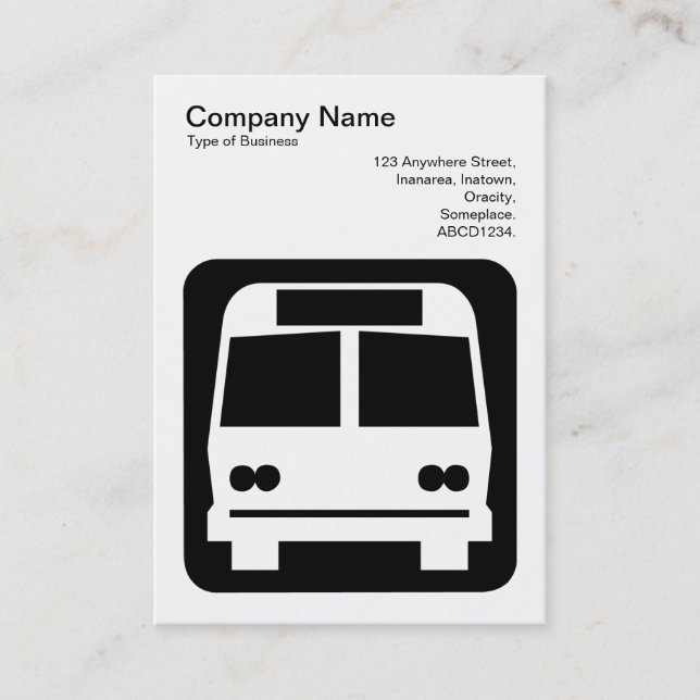 Bus Sign - Black on White Business Card (Front)
