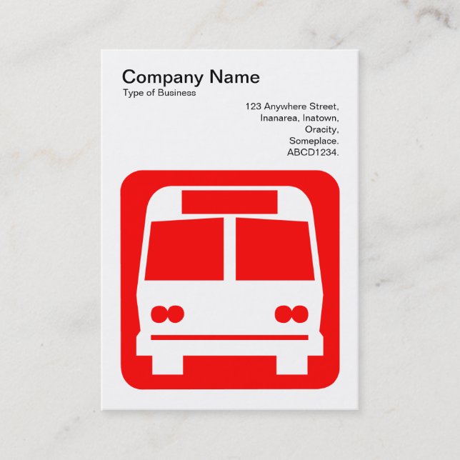 Bus Sign - Red on White Business Card (Front)