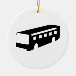 Bus Silhouette Ceramic Ornament