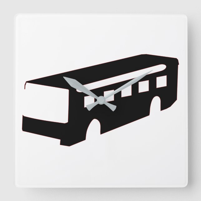 Bus Silhouette Square Wall Clock (Front)