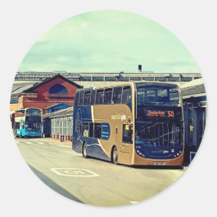 Bus station classic round sticker