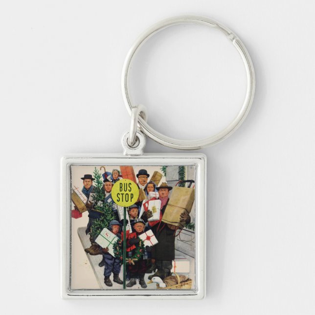 Bus Stop at Christmas Keychain (Front)