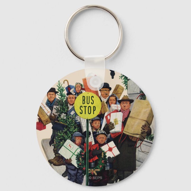 Bus Stop at Christmas Keychain (Front)
