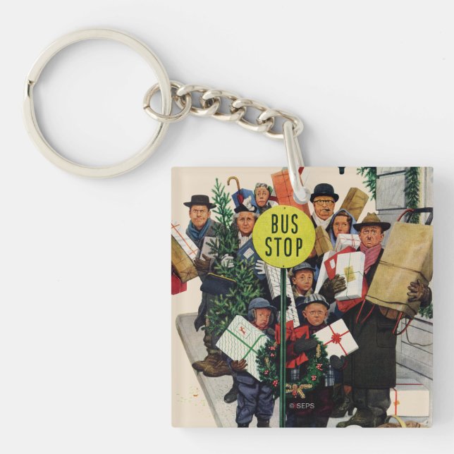 Bus Stop at Christmas Keychain (Front)